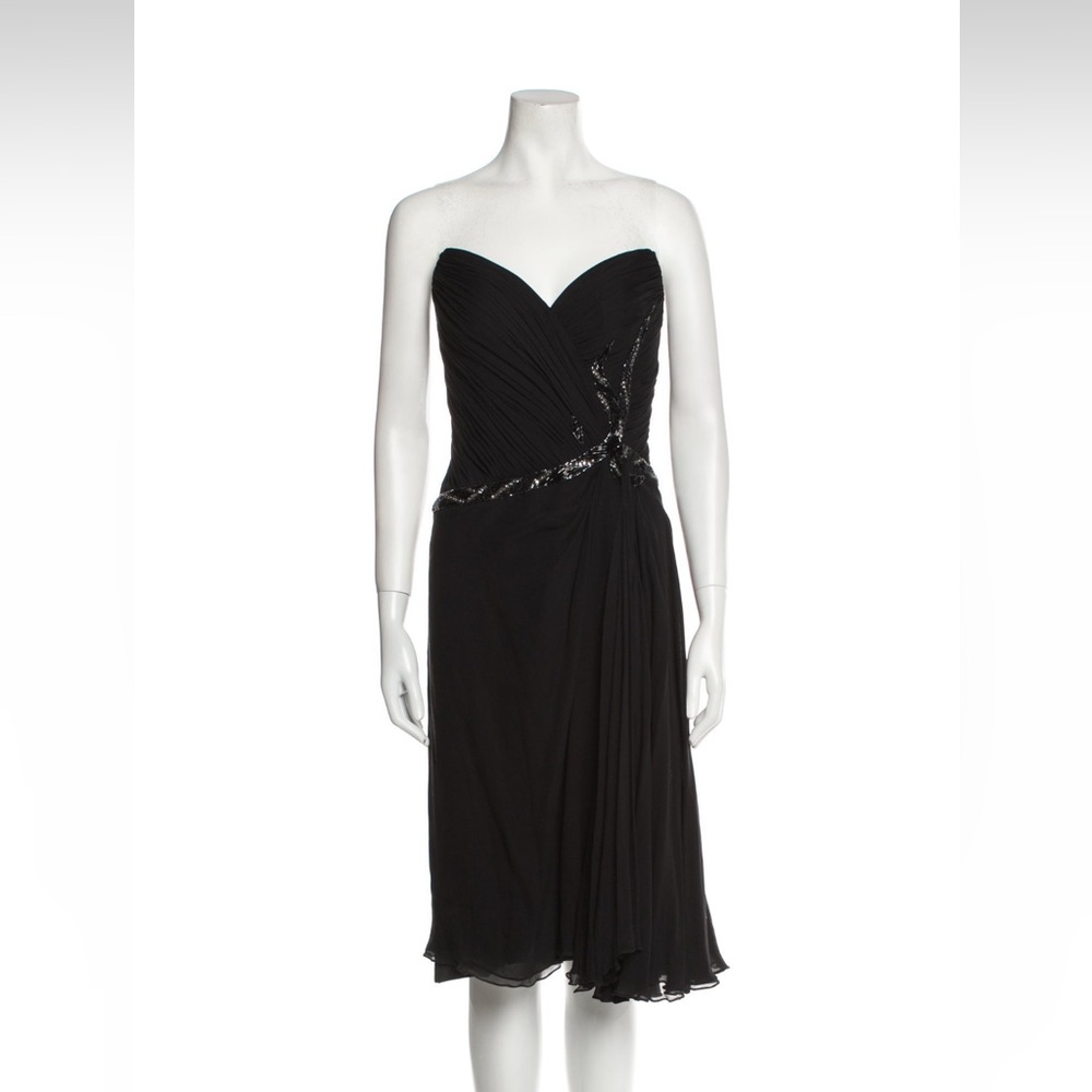 Bob Mackie Black Strapless Evening Dress